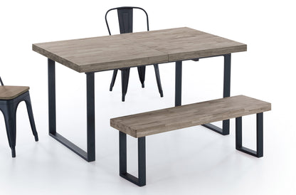 MESA COMEDOR EXTENSIBLE OPORTO 140/180 x 80 CM ROBLE AMERICAN / NEGRO