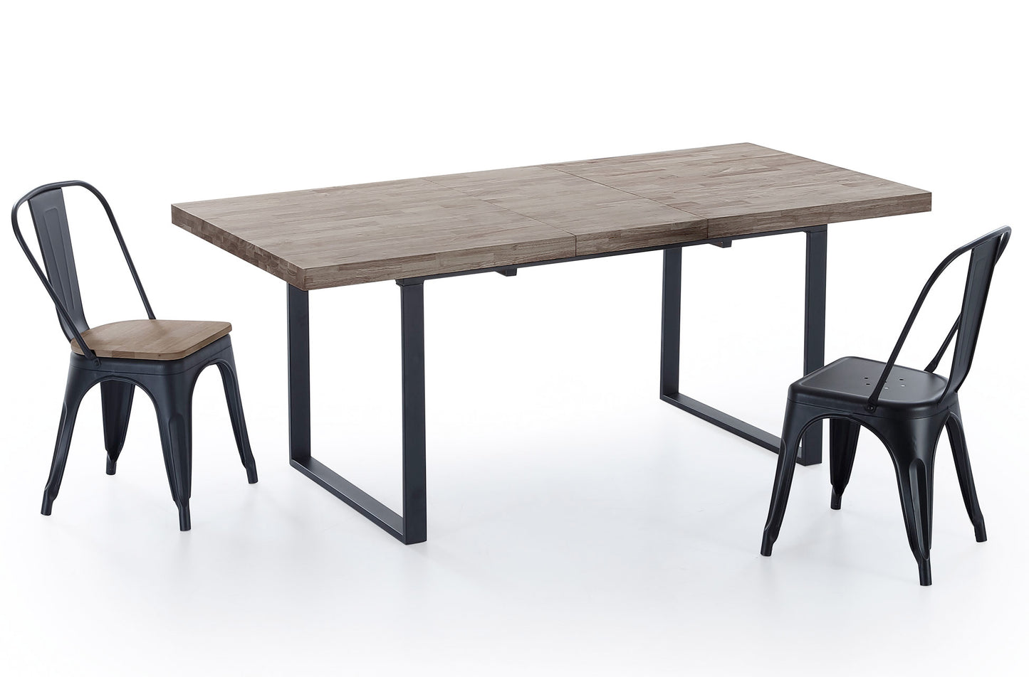 MESA COMEDOR EXTENSIBLE OPORTO 140/180 x 80 CM ROBLE AMERICAN / NEGRO