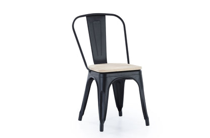 PACK x4 - SILLA COMEDOR RA NEGRO ASIENTO ROBLE NORDISH