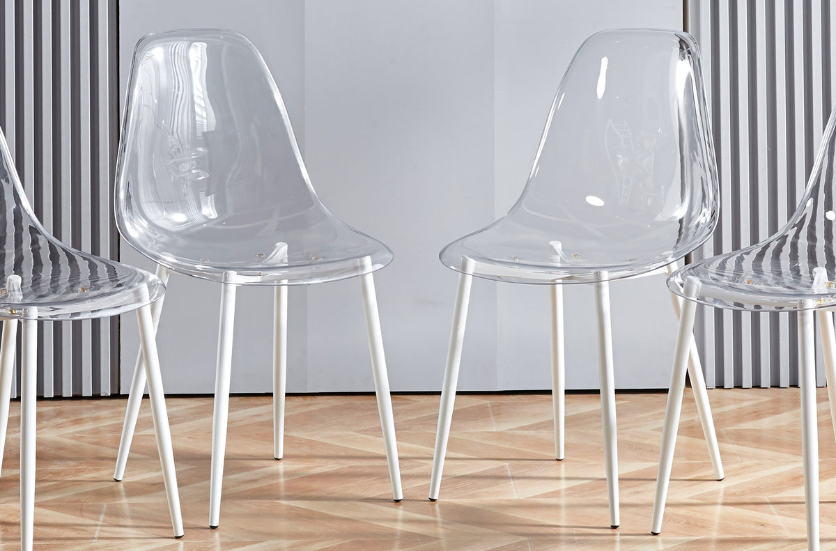 Silla Comedor Telma Transparente Patas Blancas