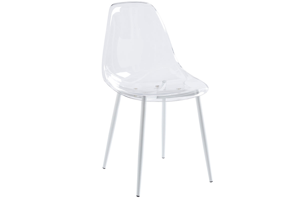Silla Comedor Telma Transparente Patas Blancas