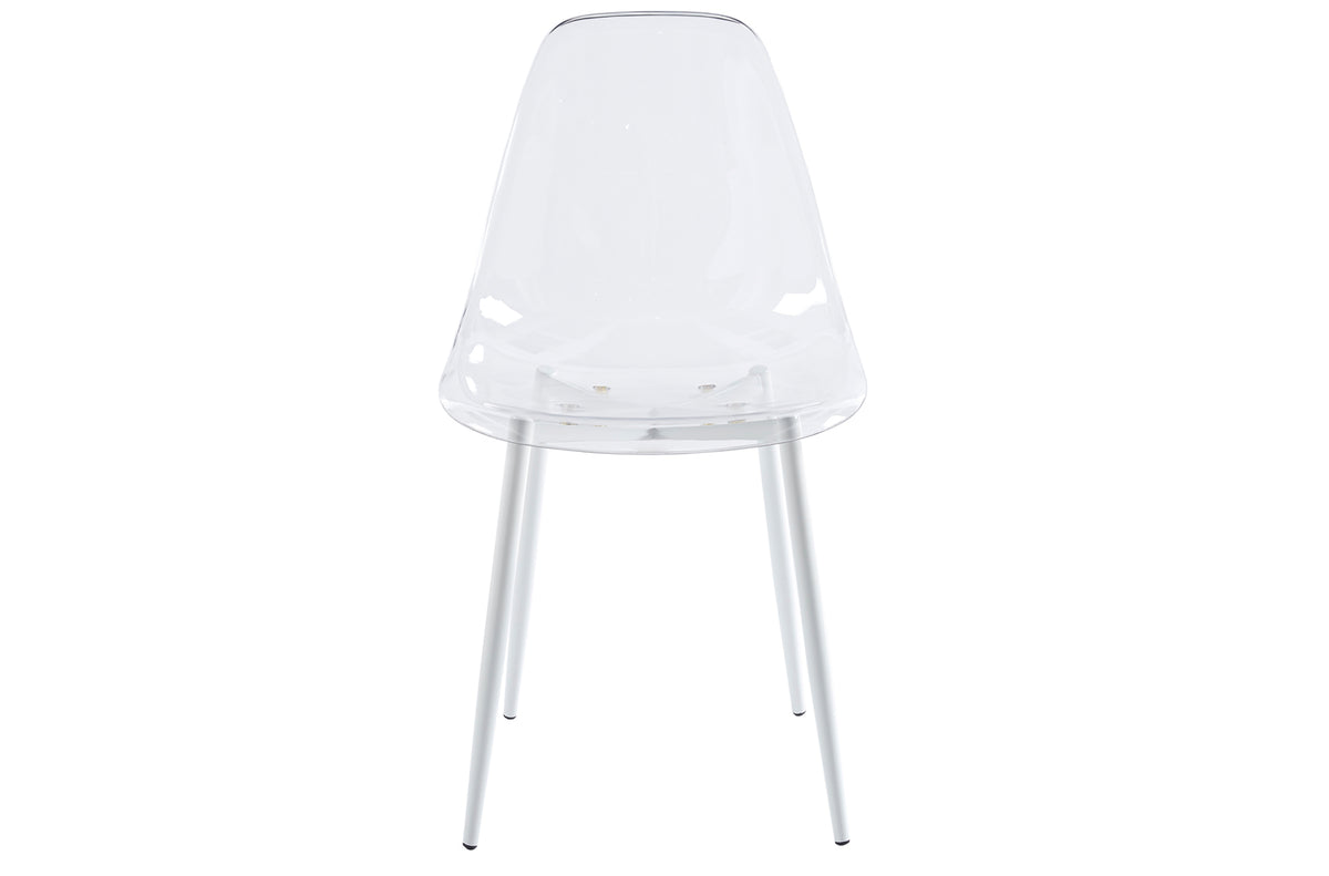 Silla Comedor Telma Transparente Patas Blancas