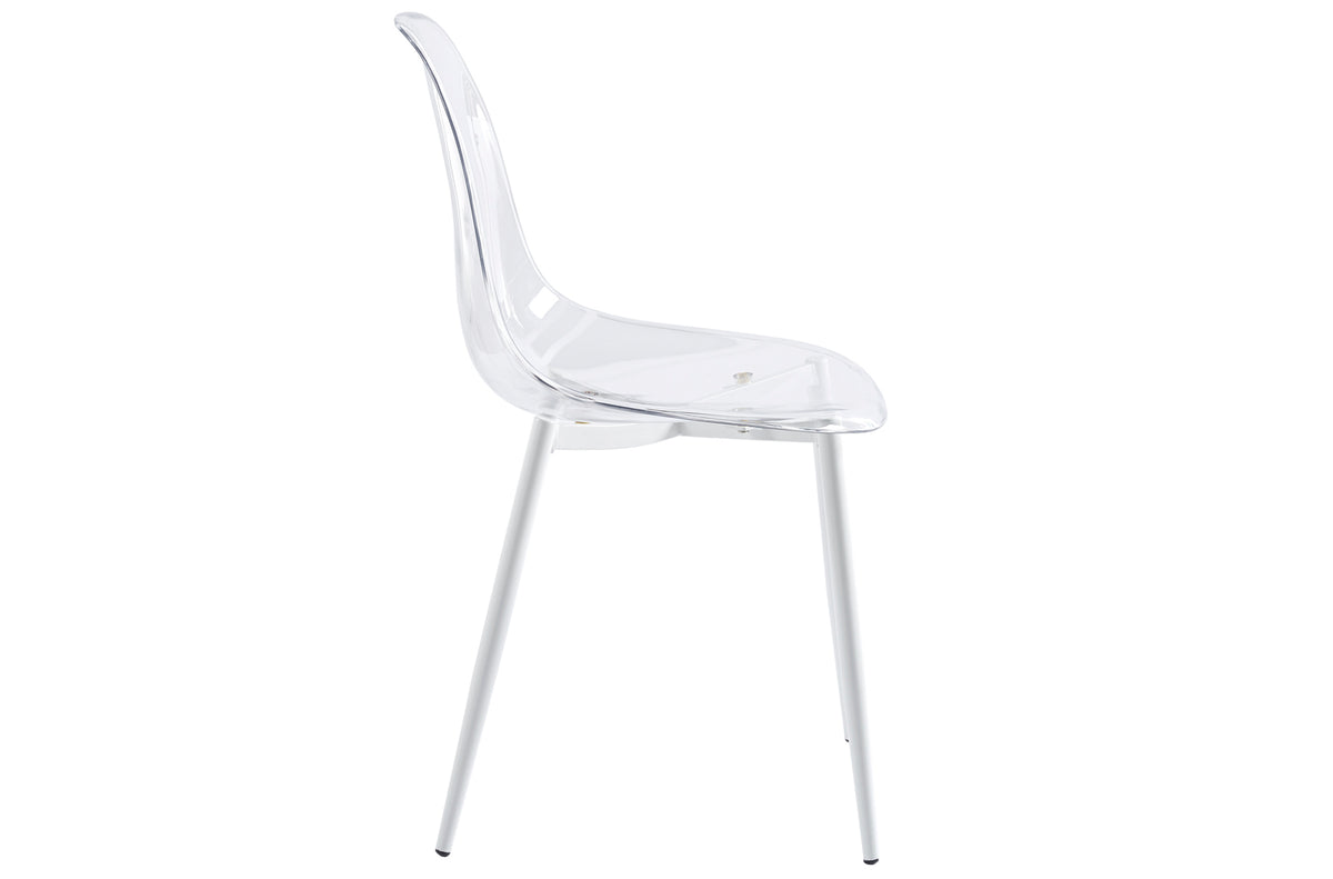 Silla Comedor Telma Transparente Patas Blancas