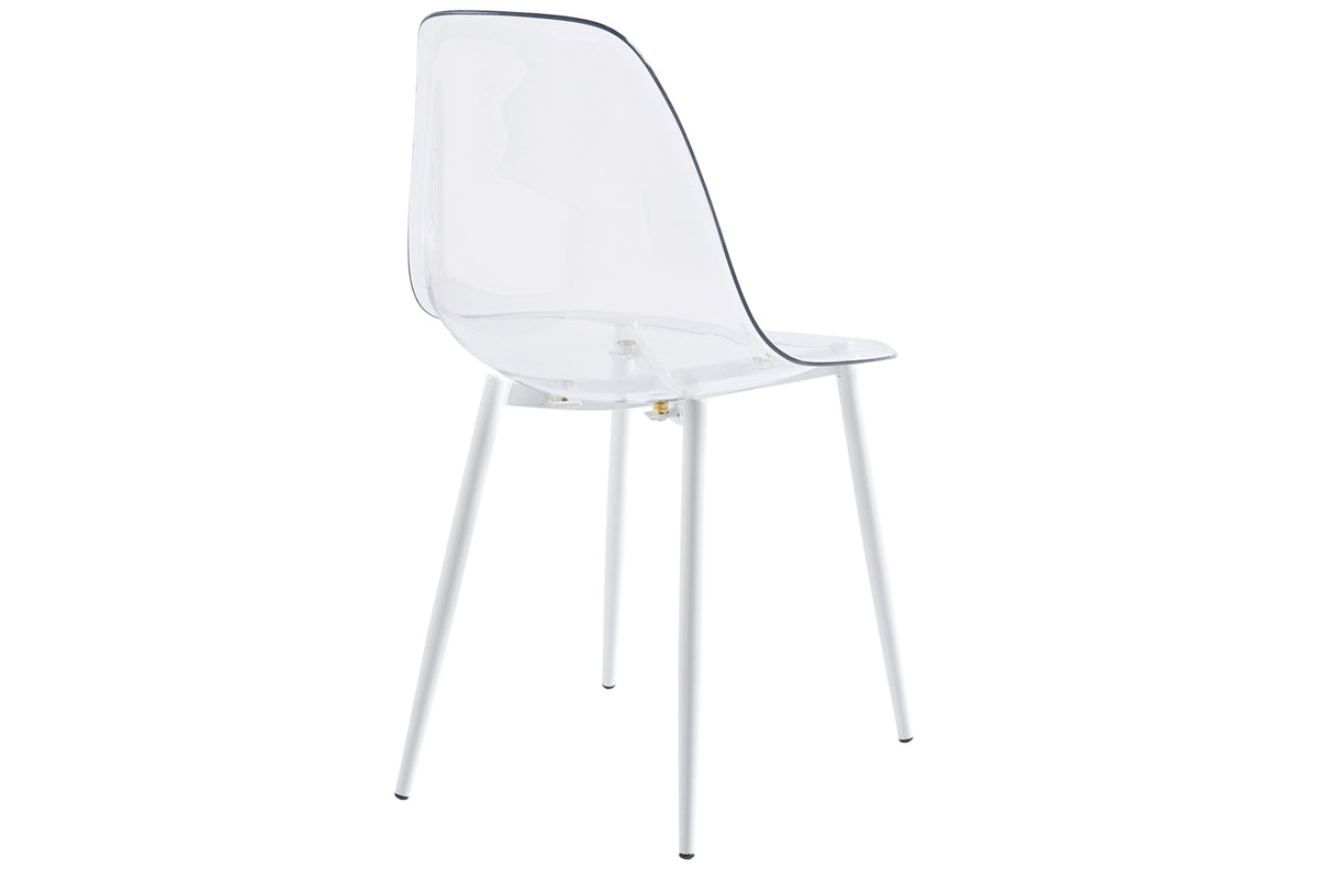 Silla Comedor Telma Transparente Patas Blancas