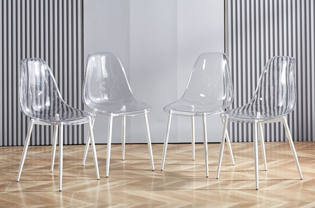 Silla Comedor Telma Transparente Patas Blancas