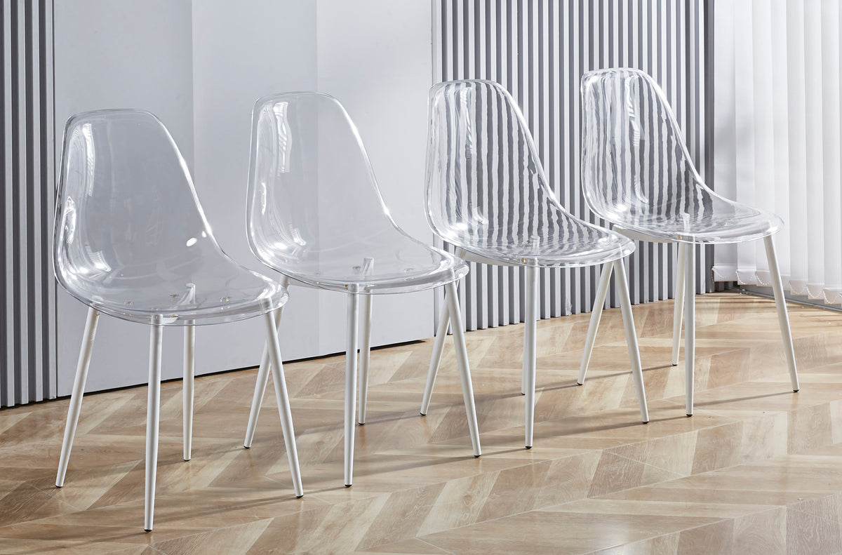 Silla Comedor Telma Transparente Patas Blancas