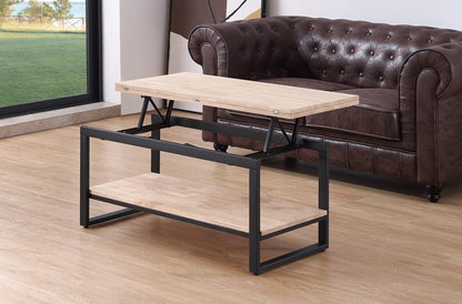 MESA CENTRO ELEVABLE Y EXTENSIBLE TERRA 100 x 45 CM ROBLE NORDISH / NEGRO
