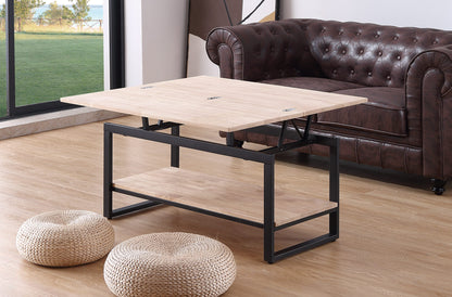 MESA CENTRO ELEVABLE Y EXTENSIBLE TERRA 100 x 45 CM ROBLE NORDISH / NEGRO