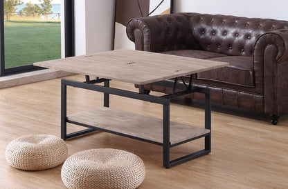 MESA CENTRO ELEVABLE Y EXTENSIBLE TERRA  100 x 45 CM ROBLE HONEY / NEGRO