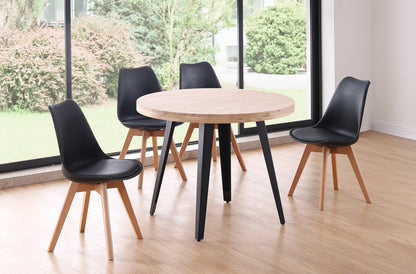 MESA COMEDOR REDONDA FIJA PARÍS 100 CM ROBLE NORDISH / NEGRO