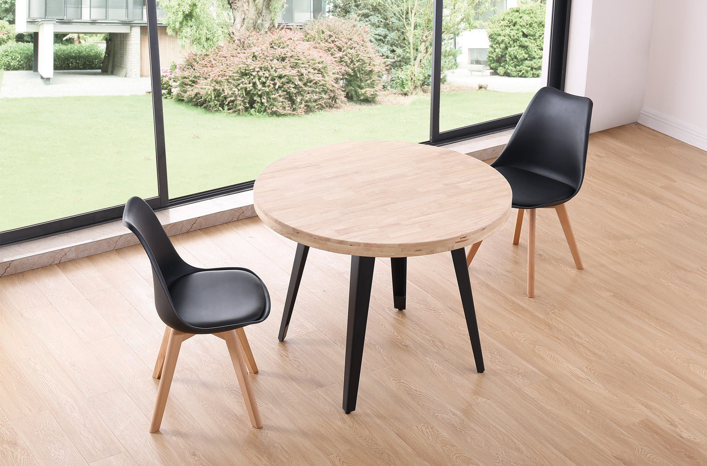 MESA COMEDOR REDONDA FIJA PARÍS 100 CM ROBLE NORDISH / NEGRO