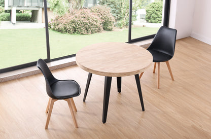 MESA COMEDOR REDONDA FIJA PARÍS 100 CM ROBLE NORDISH / NEGRO