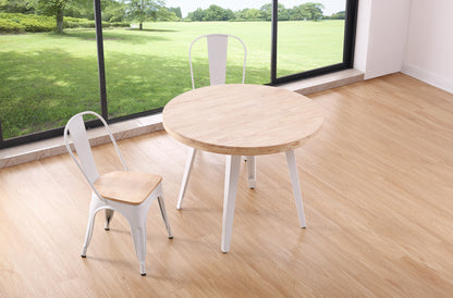 MESA COMEDOR REDONDA FIJA PARÍS 100 CM  ROBLE NORDISH / BLANCO