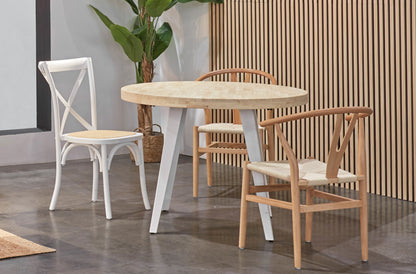 MESA COMEDOR REDONDA FIJA PARÍS 100 CM  ROBLE NORDISH / BLANCO