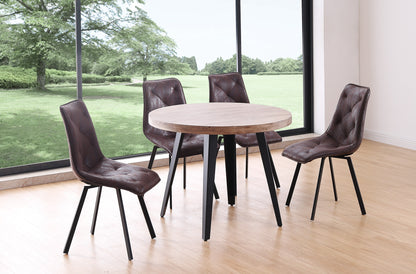 MESA COMEDOR REDONDA FIJA PARÍS 100 CM  ROBLE HONEY / NEGRO