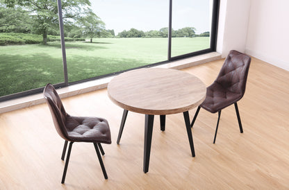 MESA COMEDOR REDONDA FIJA PARÍS 100 CM  ROBLE HONEY / NEGRO