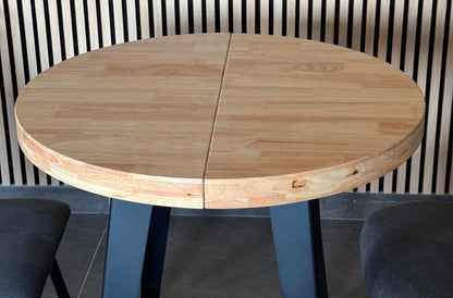 MESA COMEDOR REDONDA EXTENSIBLE BERG 80 - 120 - 160 CM ROBLE NORDISH / NEGRO.
