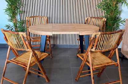 MESA COMEDOR REDONDA EXTENSIBLE BERG 80 - 120 - 160 CM ROBLE NORDISH / NEGRO.