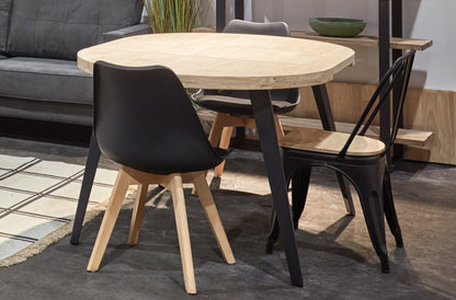 MESA COMEDOR REDONDA EXTENSIBLE PARÍS 100/140/180 CM ROBLE NORDISH / NEGRO