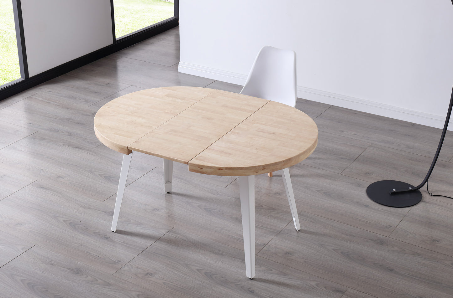 MESA COMEDOR REDONDA EXTENSIBLE PARÍS 100/140/180 CM ROBLE NORDISH / BLANCO