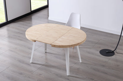 MESA COMEDOR REDONDA EXTENSIBLE PARÍS 100/140/180 CM ROBLE NORDISH / BLANCO