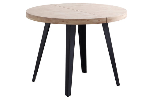 Mesa comedor redonda extensible París 120/160/200 cm roble nordish/negro