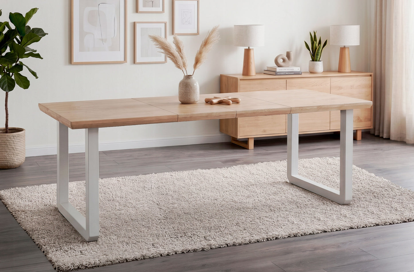MESA COMEDOR EXTENSIBLE ROMA 140/180/220 x 80 CM ROBLE NORDISH / BLANCO
