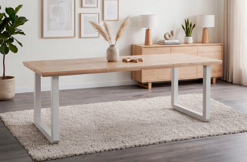 Mesa comedor extensible Roma 140/180/220x80 cm roble nordish/blanco