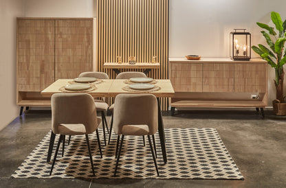 MESA COMEDOR EXTENSIBLE PARÍS 140/180/220 x 80 CM  ROBLE NORDISH / NEGRO