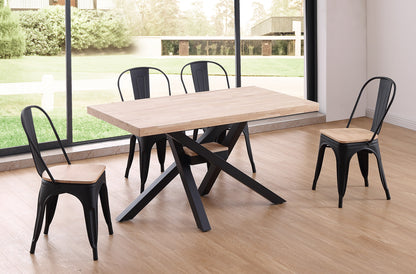 MESA COMEDOR FIJA MYKONOS 140 x 80 CM ROBLE NORDISH / NEGRO