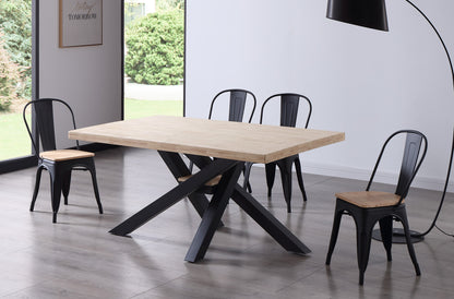 MESA COMEDOR FIJA MYKONOS 160 x 100 CM ROBLE NORDISH / NEGRO