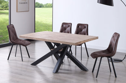 MESA COMEDOR FIJA MYKONOS 160 x 100 CM  ROBLE HONEY / NEGRO