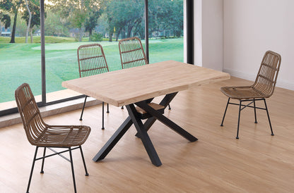 MESA COMEDOR FIJA MYKONOS 150 x 90 CM  ROBLE NORDISH / NEGRO TAPA CON FORMA