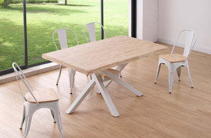 MESA COMEDOR FIJA MYKONOS 150 x 90 CM  ROBLE NORDISH / BLANCO TAPA CON FORMA