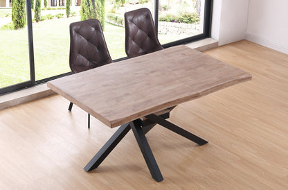 MESA COMEDOR FIJA MYKONOS 150 x 90 CM  ROBLE HONEY / NEGRO TAPA CON FORMA