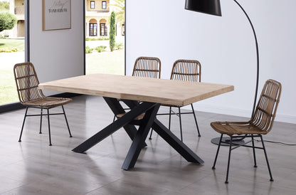 MESA COMEDOR FIJA MYKONOS 180 x 100 CM  ROBLE NORDISH / NEGRO TAPA CON FORMA