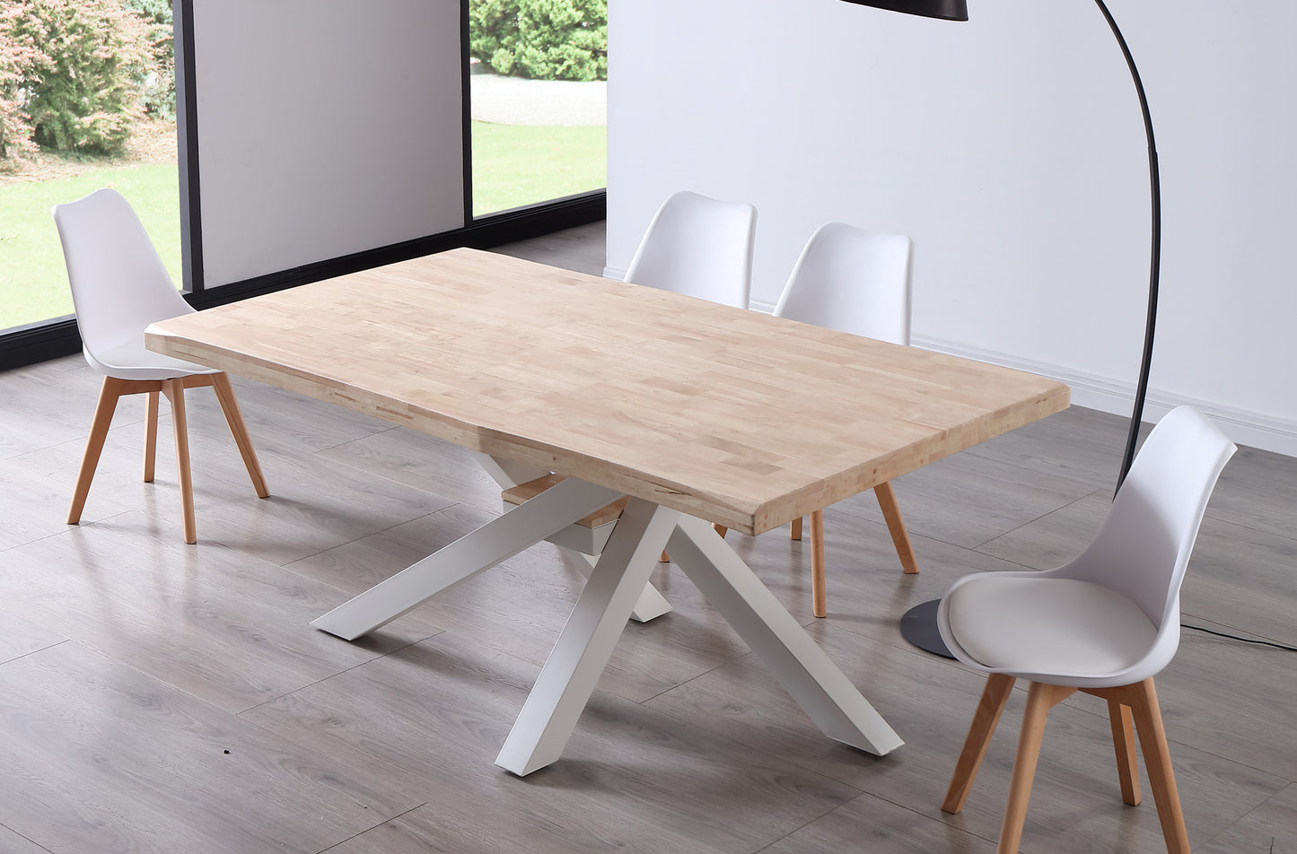 MESA COMEDOR FIJA MYKONOS 180 x 100 CM  ROBLE NORDISH / BLANCO TAPA CON FORMA