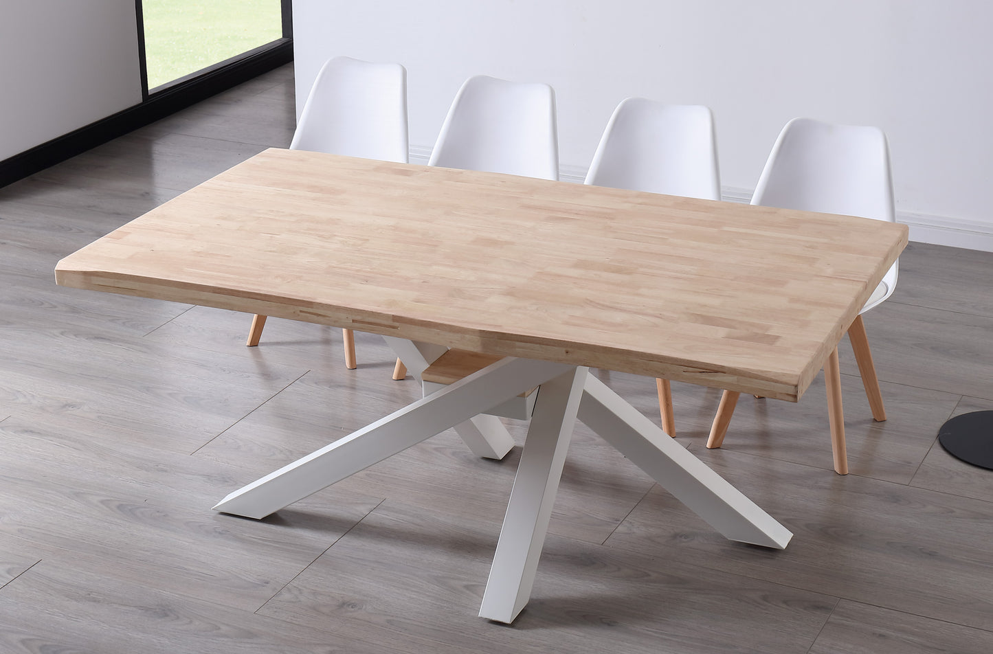 MESA COMEDOR FIJA MYKONOS 180 x 100 CM  ROBLE NORDISH / BLANCO TAPA CON FORMA