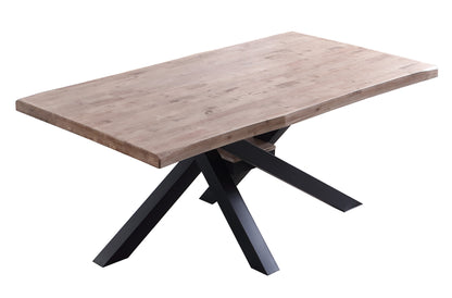 MESA COMEDOR FIJA MYKONOS 180 x 100 CM  ROBLE HONEY / NEGRO TAPA CON FORMA