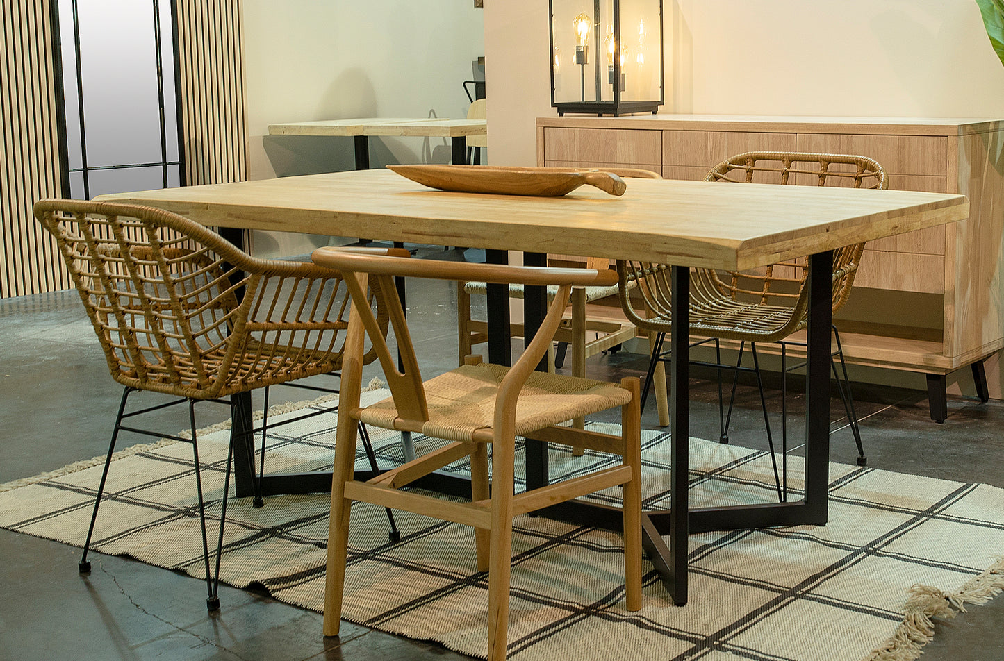 MESA COMEDOR FIJA LOS ÁNGELES 180 x 100 CM NORDISH / NEGRO TAPA CON FORMAS