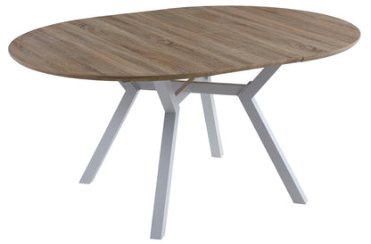 MESA COMEDOR REDONDA EXTENSIBLE CAIRO 120/160 CM OAK / BLANCO