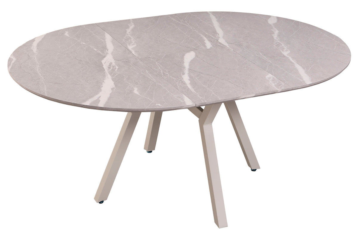 Mesa Comedor Redonda Extensible Paul 130 - 160 x 130 cm Ceramic Grey / Blanco