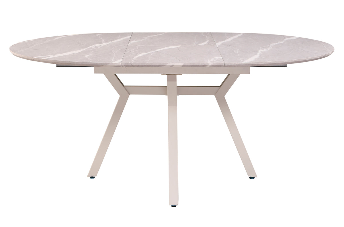 Mesa Comedor Redonda Extensible Paul 130 - 160 x 130 cm Ceramic Grey / Blanco