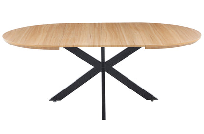MESA COMEDOR REDONDA EXTENSIBLE CROSS 130 - 170 - 210 x 130 CM OAK / NEGRO.