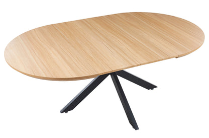 MESA COMEDOR REDONDA EXTENSIBLE CROSS 130 - 170 - 210 x 130 CM OAK / NEGRO.