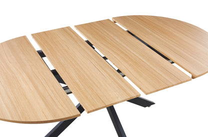 MESA COMEDOR REDONDA EXTENSIBLE CROSS 130 - 170 - 210 x 130 CM OAK / NEGRO.