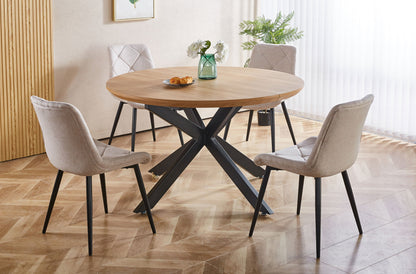 MESA COMEDOR REDONDA EXTENSIBLE CROSS 130 - 170 - 210 x 130 CM OAK / NEGRO.
