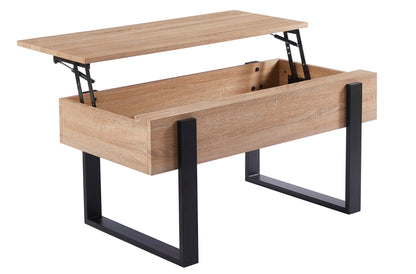 MESA CENTRO ELEVABLE 110 X 60 CM INDUSTRIAL OAK / NEGRO.