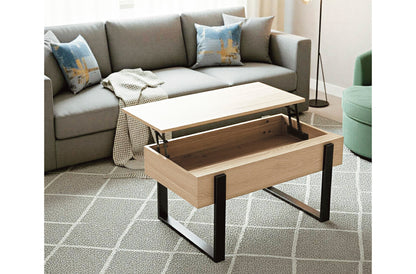 MESA CENTRO ELEVABLE 110 X 60 CM INDUSTRIAL OAK / NEGRO.