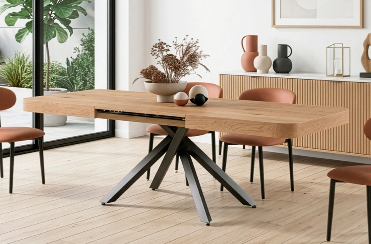 Mesa Comedor Extensible Dune 140 - 180 - 220 x 90 cm Oak Trend / Negro